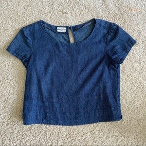 Bridge & Burn Cropped Chambray Blouse